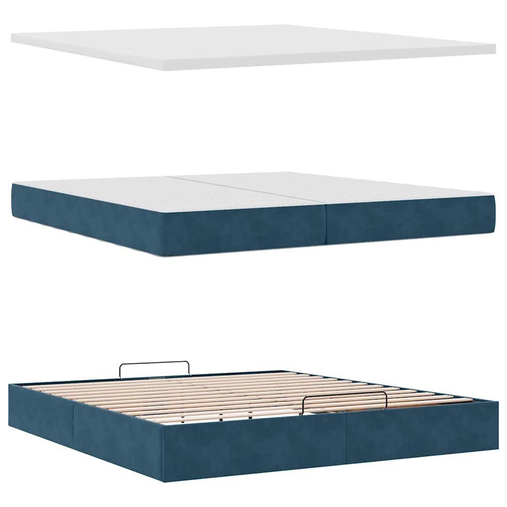 Struttura Letto Pouf con Materasso 200x200 cm in Velluto