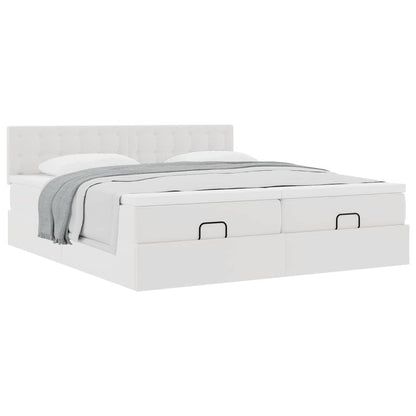 Struttura Letto Pouf con Materassi Bianco 200x200 cm Similpelle | homemem39