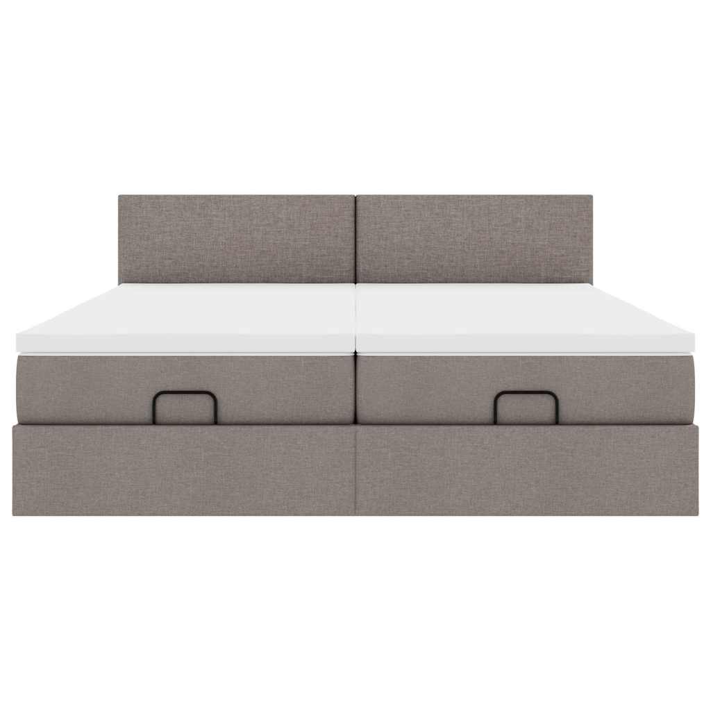 Struttura Letto Pouf con Materassi Tortora 160x200cm in Tessuto