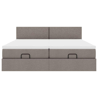 Struttura Letto Pouf con Materassi Tortora 160x200cm in Tessuto