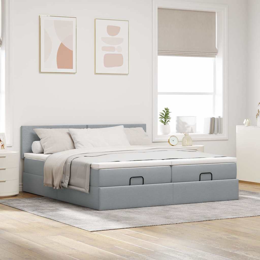 Struttura Letto Pouf con Materassi 200x200 cm in Tessuto