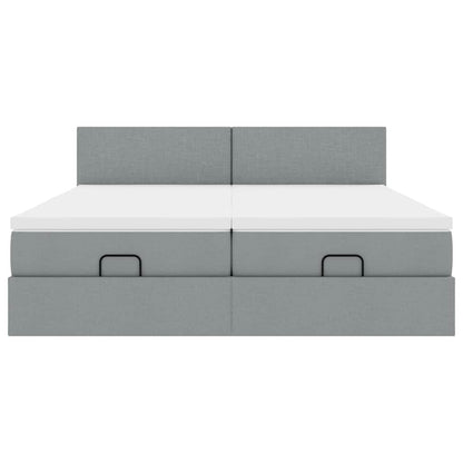 Struttura Letto Pouf con Materassi 200x200 cm in Tessuto