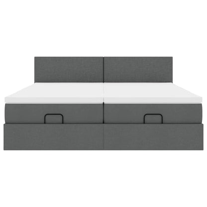 Struttura Letto Pouf con Materassi 200x200 cm in Tessuto