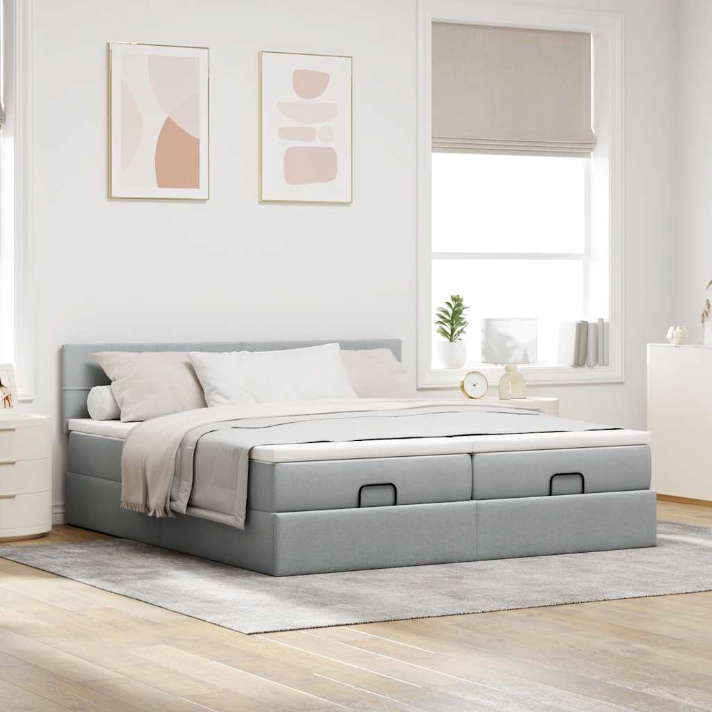 Struttura Letto Pouf con Materassi 160x200 cm in Tessuto | homemem39