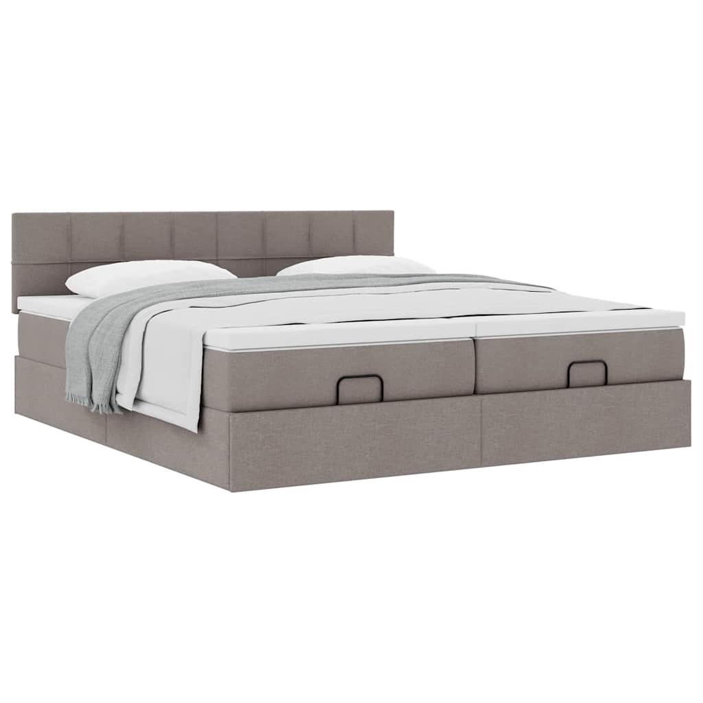 Struttura Letto Pouf con Materassi Tortora 160x200cm in Tessuto | homemem39