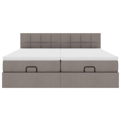 Struttura Letto Pouf con Materassi Tortora 160x200cm in Tessuto