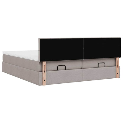 Struttura Letto Pouf con Materassi Tortora 160x200cm in Tessuto