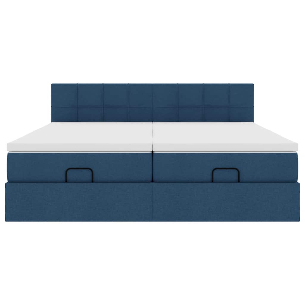 Struttura Letto Pouf con Materassi Blu 160x200 cm in Tessuto | homemem39