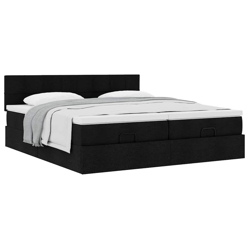 Struttura Letto Pouf con Materassi Nero 180x200 cm in Tessuto | homemem39