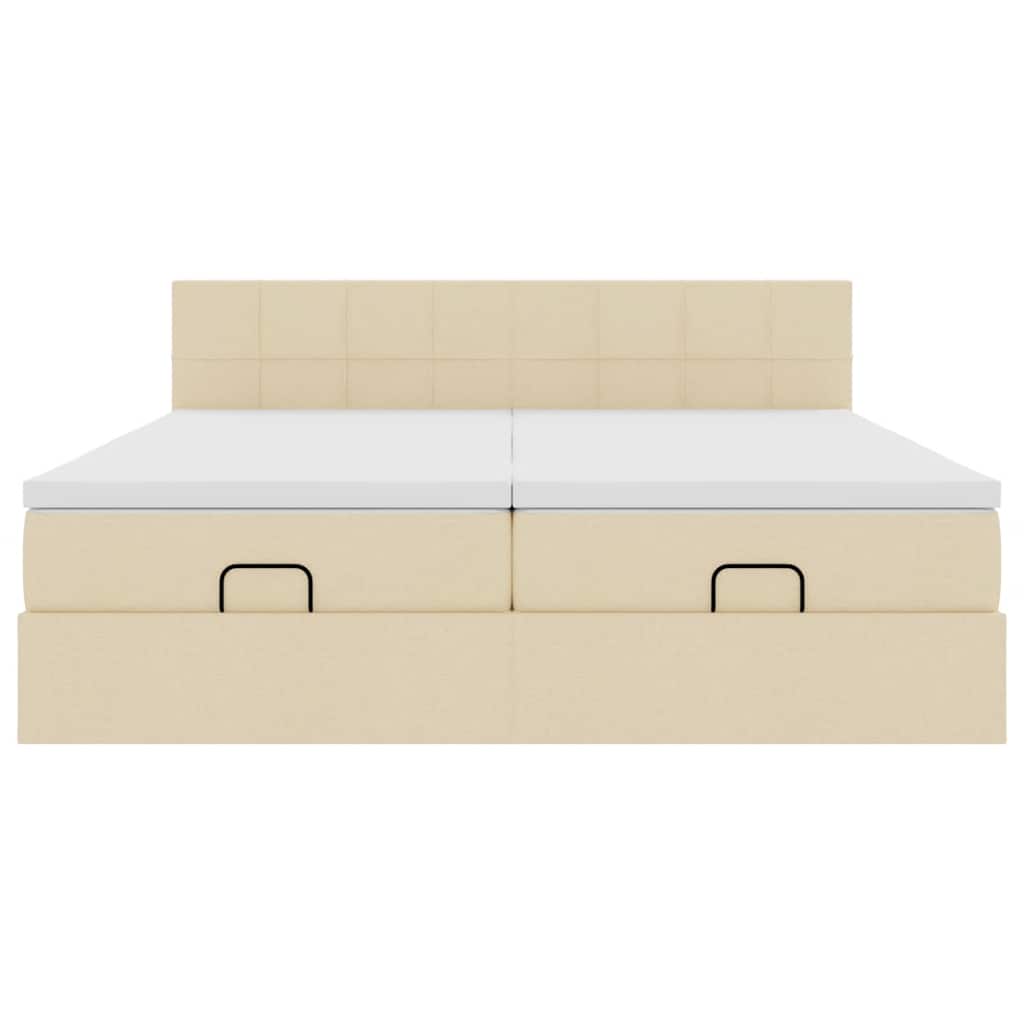 Struttura Letto Pouf con Materassi Crema 180x200 cm in Tessuto | homemem39
