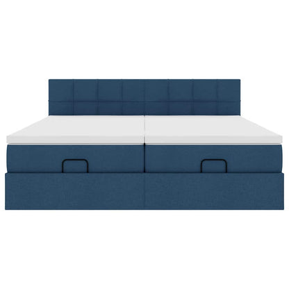 Struttura Letto Pouf con Materassi Blu 180x200cm in Tessuto | homemem39