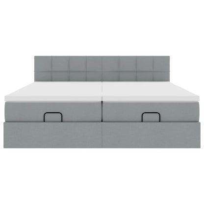 Struttura Letto Pouf con Materassi 200x200 cm in Tessuto