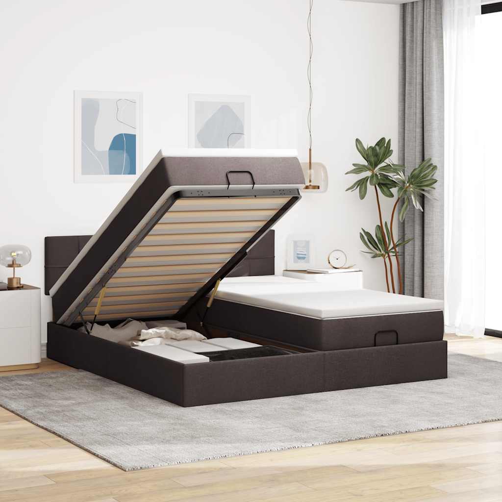 Struttura Letto Pouf con Materassi 200x200 cm in Tessuto