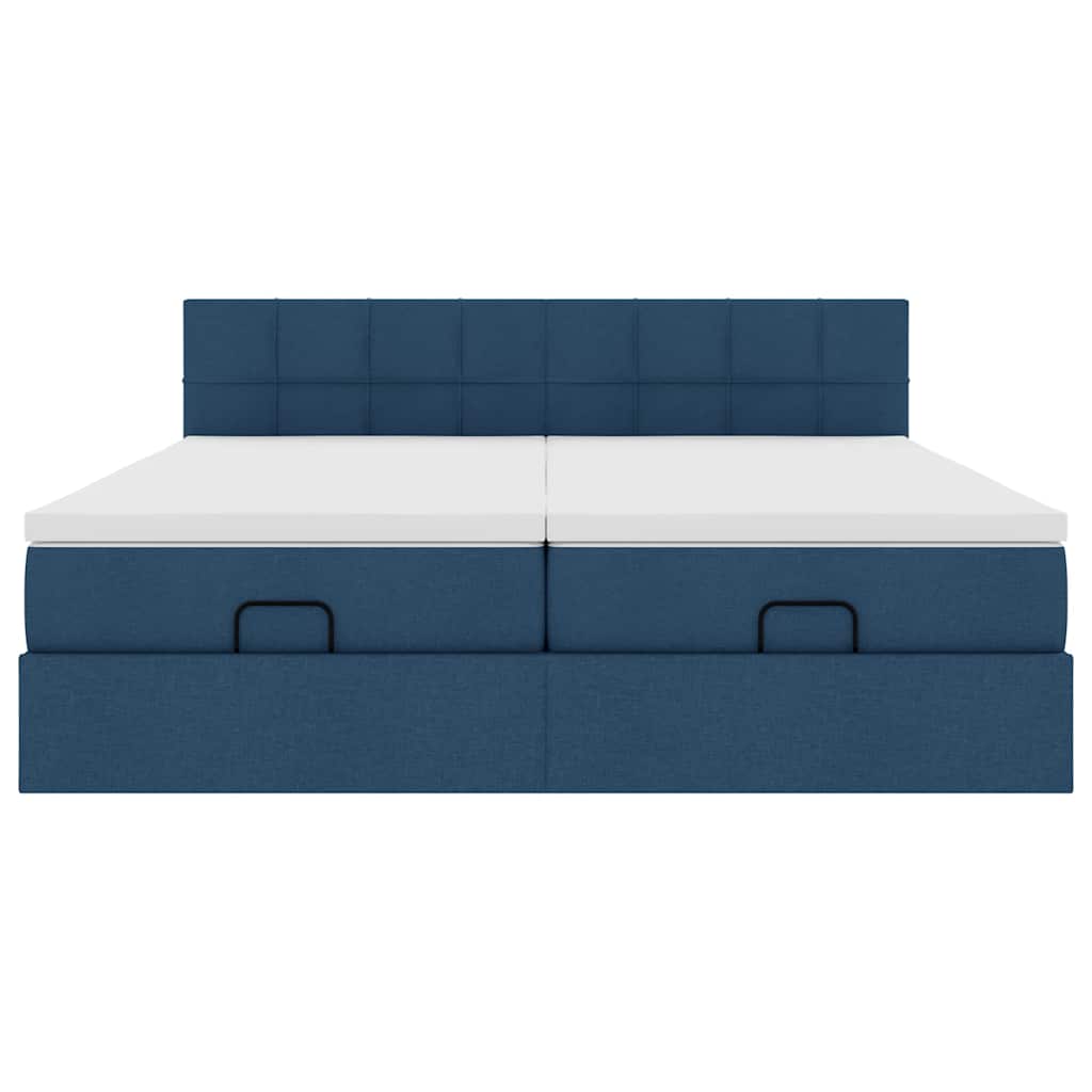 Struttura Letto Pouf con Materassi Blu 200x200 cm in Tessuto | homemem39