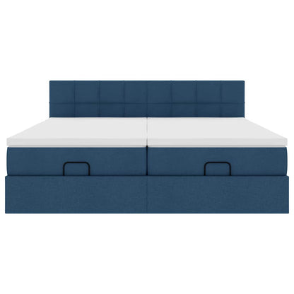 Struttura Letto Pouf con Materassi Blu 200x200 cm in Tessuto | homemem39