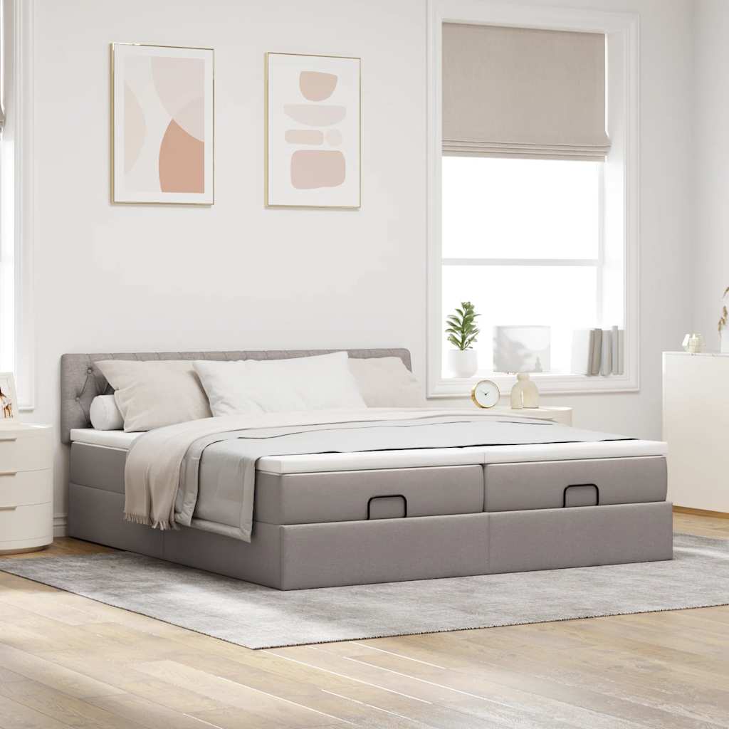 Struttura Letto Pouf con Materassi Tortora 160x200cm in Tessuto | homemem39