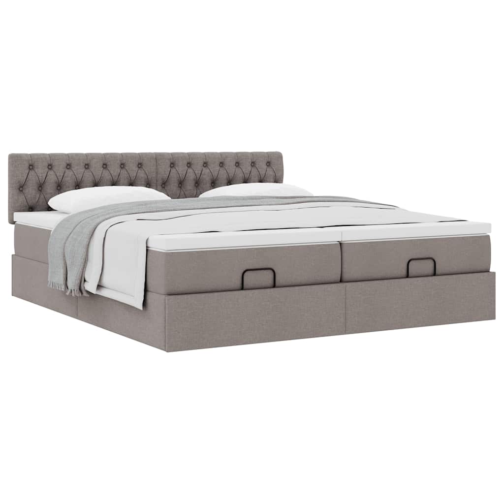 Struttura Letto Pouf con Materassi Tortora 160x200cm in Tessuto | homemem39