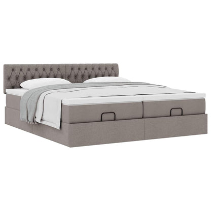 Struttura Letto Pouf con Materassi Tortora 160x200cm in Tessuto | homemem39