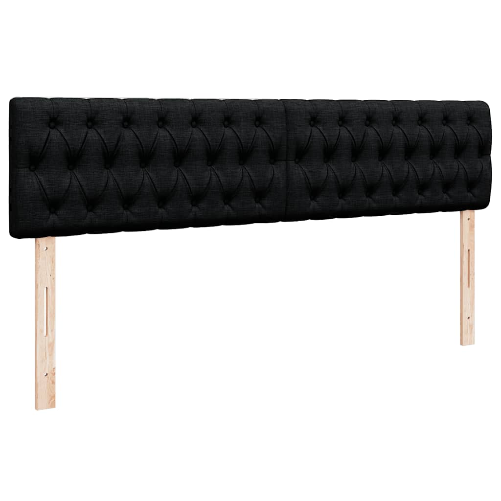 Struttura Letto Pouf con Materassi Nero 180x200 cm in Tessuto