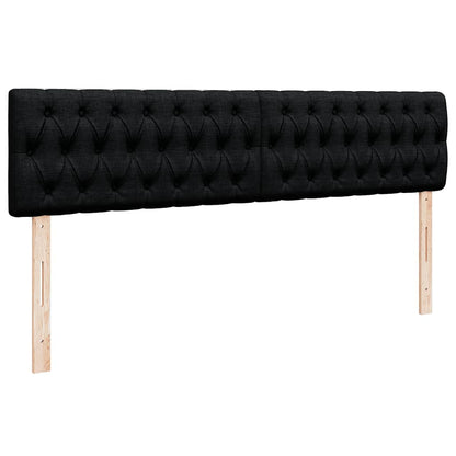 Struttura Letto Pouf con Materassi Nero 180x200 cm in Tessuto
