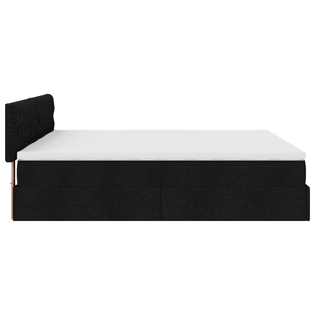 Struttura Letto Pouf con Materassi Nero 180x200 cm in Tessuto
