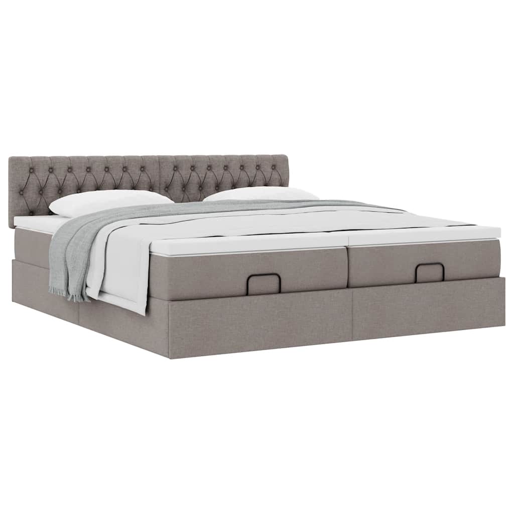 Struttura Letto Pouf con Materassi Tortora 180x200cm in Tessuto | homemem39