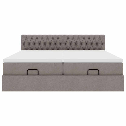 Struttura Letto Pouf con Materassi Tortora 180x200cm in Tessuto
