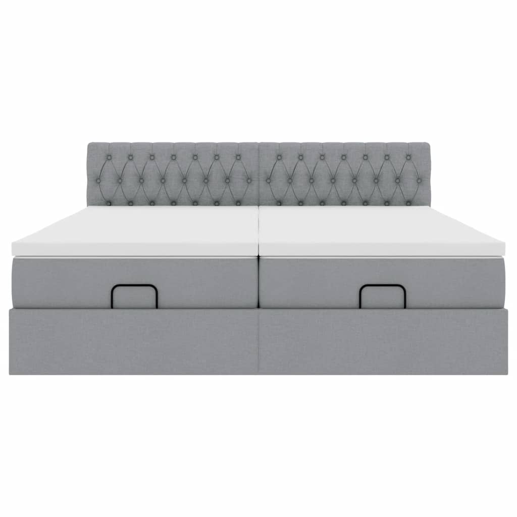 Struttura Letto Pouf con Materassi 200x200 cm in Tessuto - homemem39
