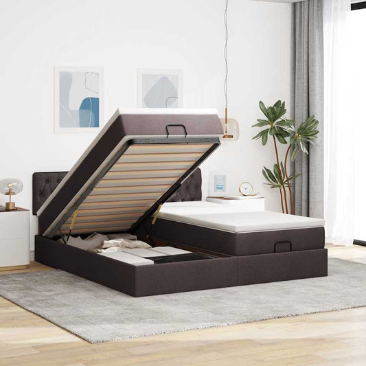 Struttura Letto Pouf con Materassi 200x200 cm in Tessuto - homemem39