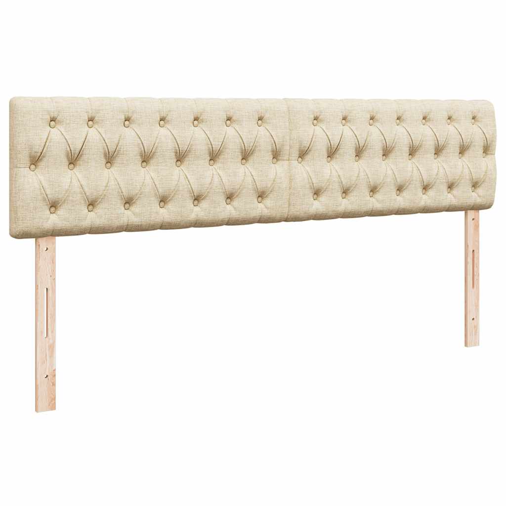 Struttura Letto Pouf con Materassi Crema 200x200 cm in Tessuto