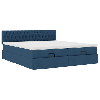Struttura Letto Pouf con Materassi Blu 200x200 cm in Tessuto | homemem39