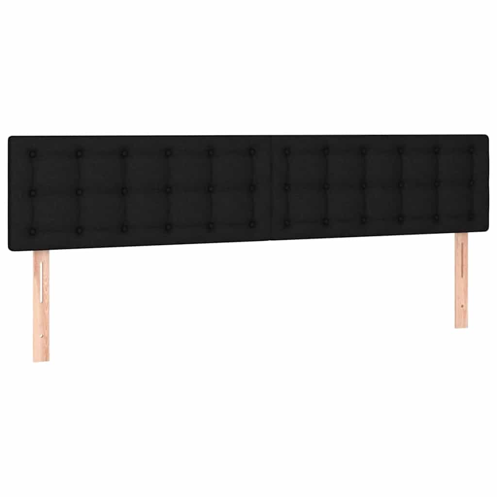 Struttura Letto Pouf con Materassi Nero 160x200 cm in Tessuto