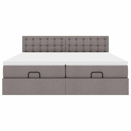 Struttura Letto Pouf con Materassi Tortora 160x200cm in Tessuto