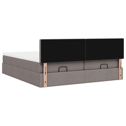 Struttura Letto Pouf con Materassi Tortora 160x200cm in Tessuto