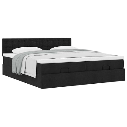 Struttura Letto Pouf con Materassi Nero 180x200 cm in Tessuto | homemem39