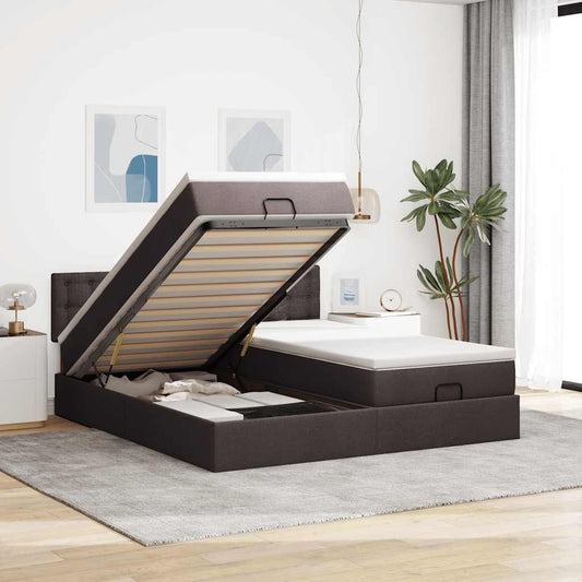 Struttura Letto Pouf con Materassi 180x200 cm in Tessuto