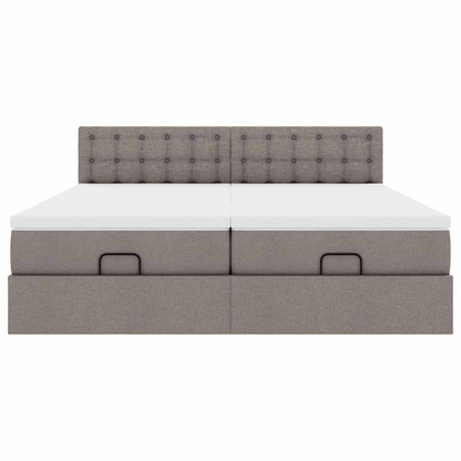 Struttura Letto Pouf con Materassi Tortora 180x200cm in Tessuto