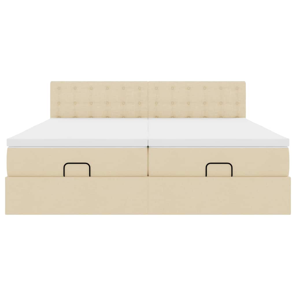 Struttura Letto Pouf con Materassi Crema 180x200 cm in Tessuto