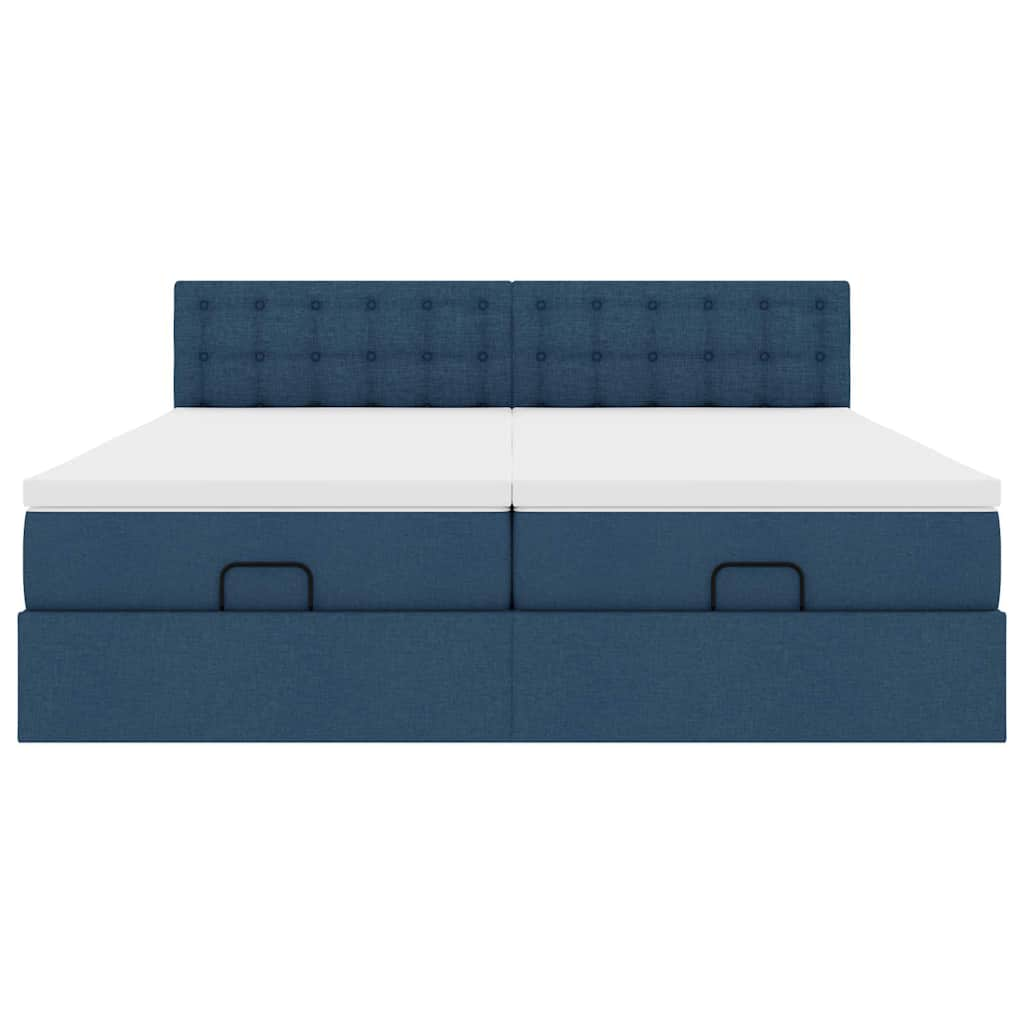 Struttura Letto Pouf con Materassi Blu 180x200cm in Tessuto