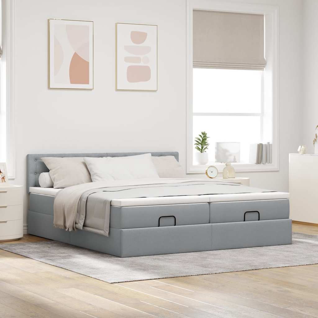 Struttura Letto Pouf con Materassi 200x200 cm in Tessuto