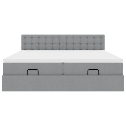 Struttura Letto Pouf con Materassi 200x200 cm in Tessuto - homemem39