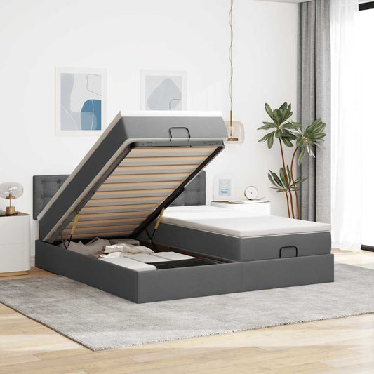 Struttura Letto Pouf con Materassi 200x200 cm in Tessuto