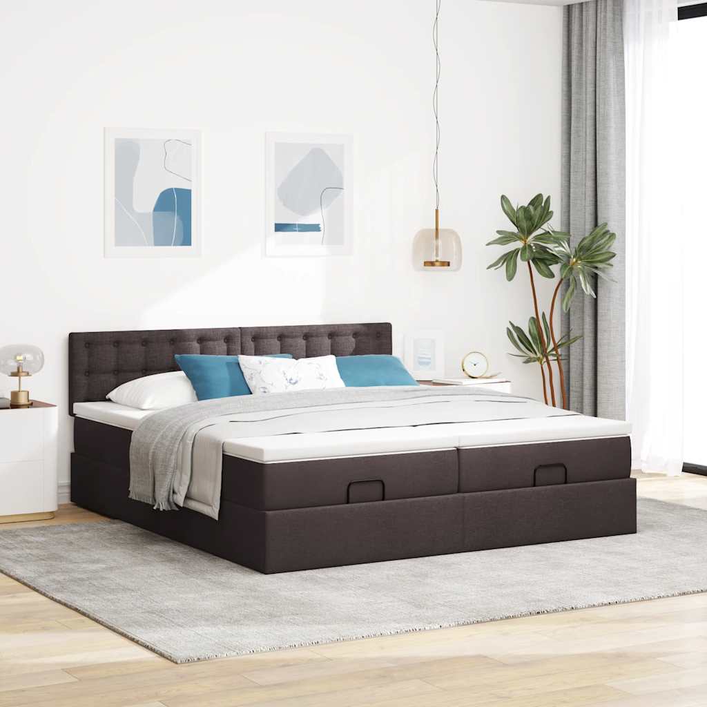 Struttura Letto Pouf con Materassi 200x200 cm in Tessuto