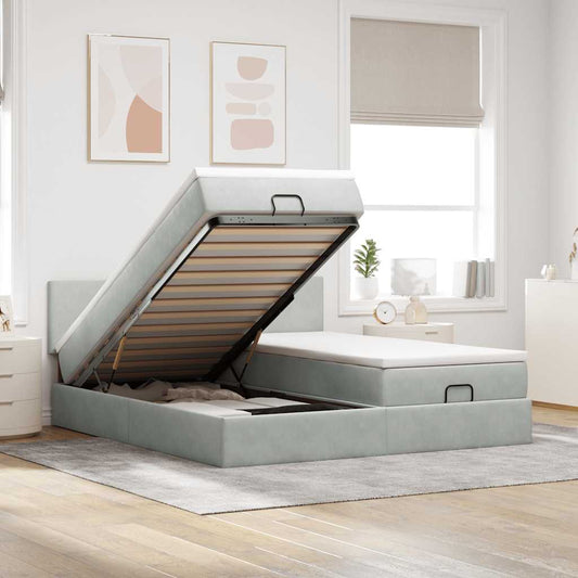 Struttura Letto Pouf con Materassi 160x200 cm in Velluto