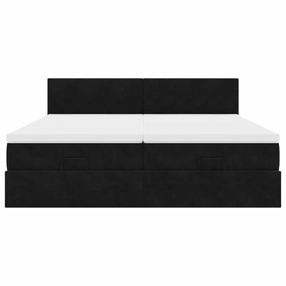 Struttura Letto Pouf con Materassi Nero 180x200 cm in Velluto - homemem39