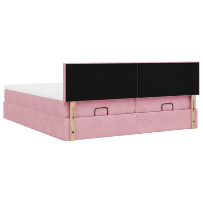 Struttura Letto Pouf con Materassi Rosa 180x200 cm Velluto | homemem39