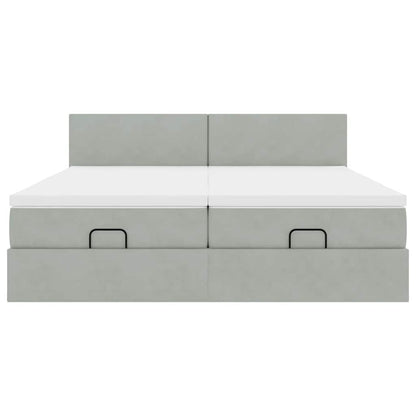 Struttura Letto Pouf con Materassi 200x200 cm Velluto