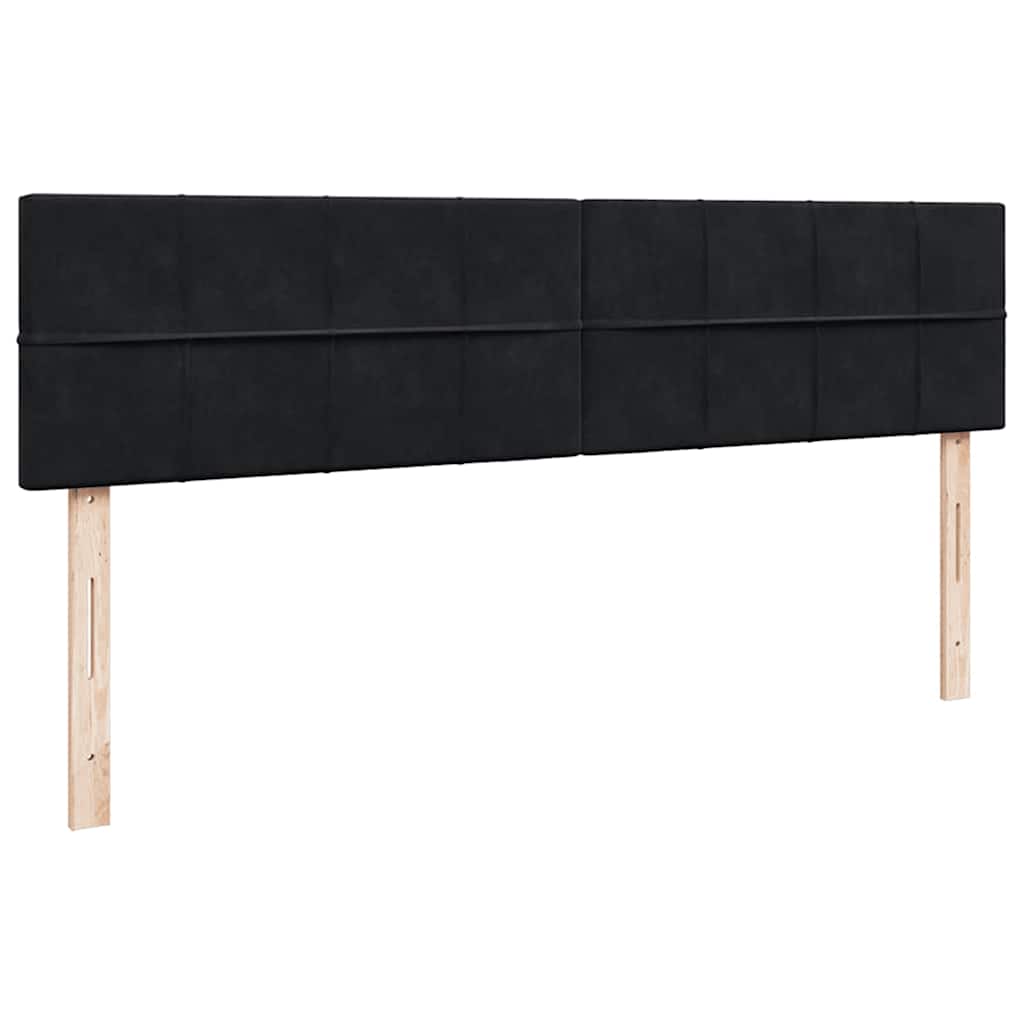 Struttura Letto Pouf con Materassi Nero 160x200 cm in Velluto