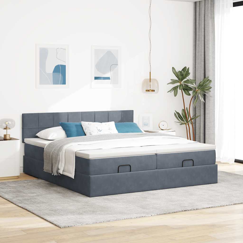 Struttura Letto Pouf con Materassi 180x200 cm Velluto