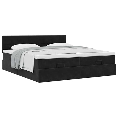 Struttura Letto Pouf con Materassi Nero 180x200 cm in Velluto | homemem39